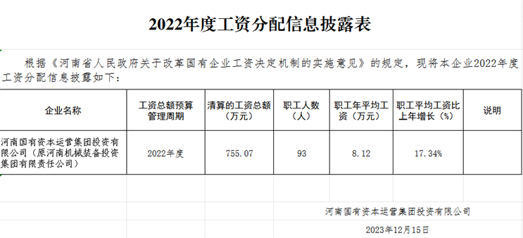开云手机投注app中国有限公司工资分配信息披露表